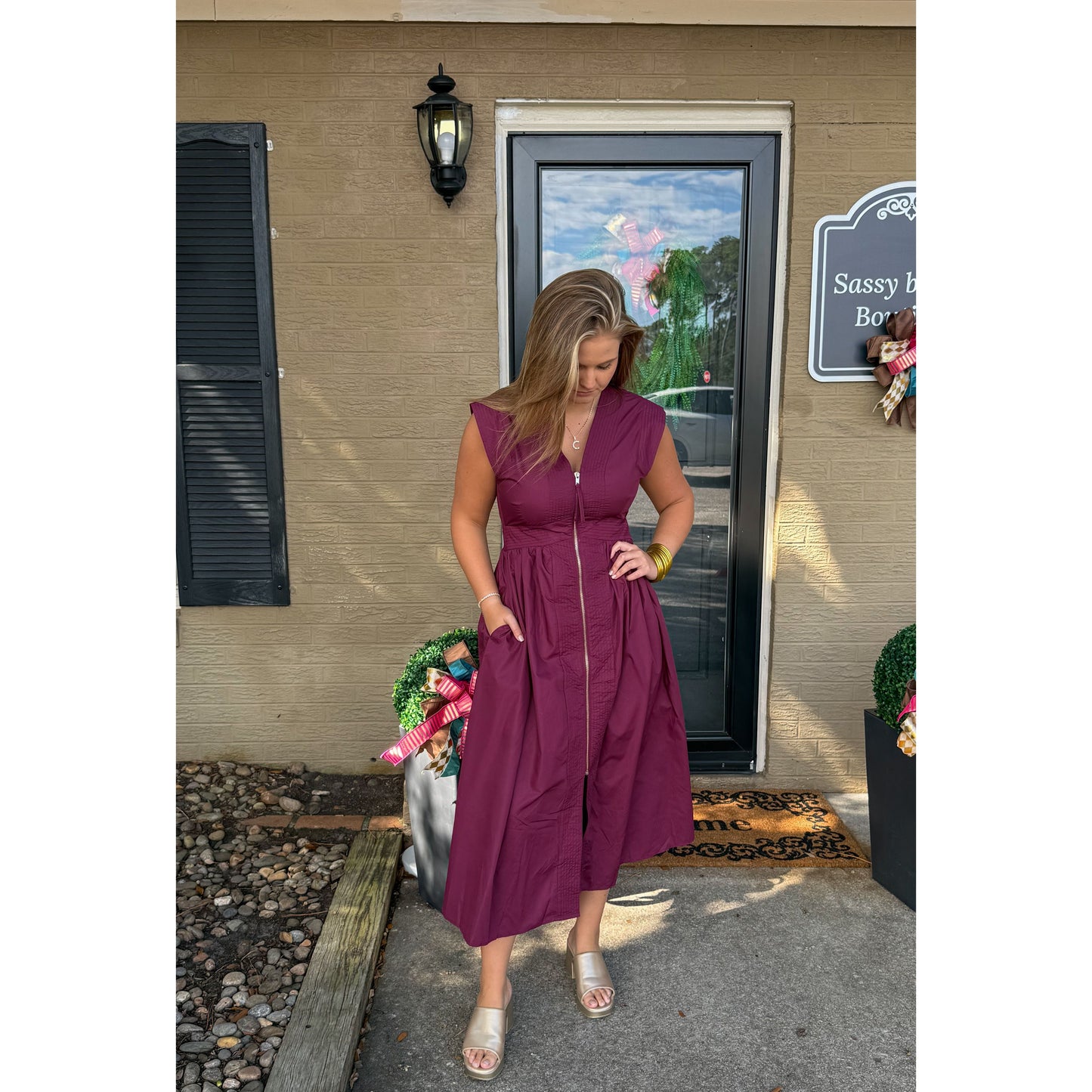 Annie Midi Dress, Burgundy