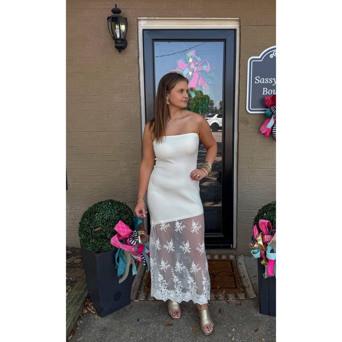Imogen Detail Maxi Dress, Ivory