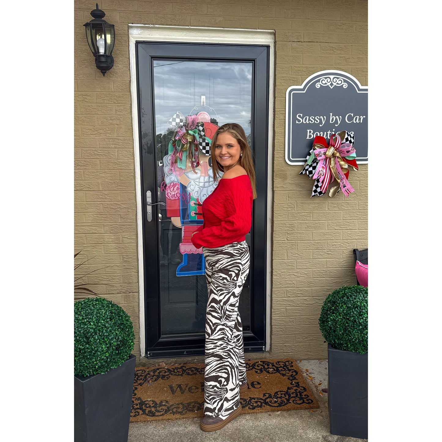 Button OTS Red Sweater