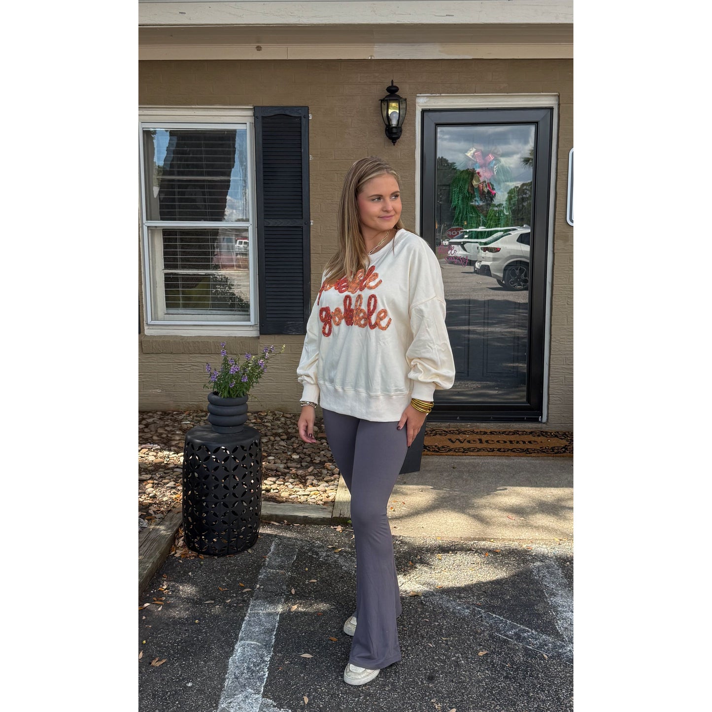 Gobble Gobble Oversized Top, Ivory Multi