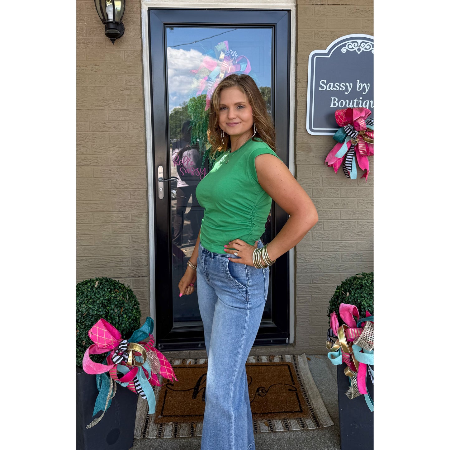 Apple Green Detail Top