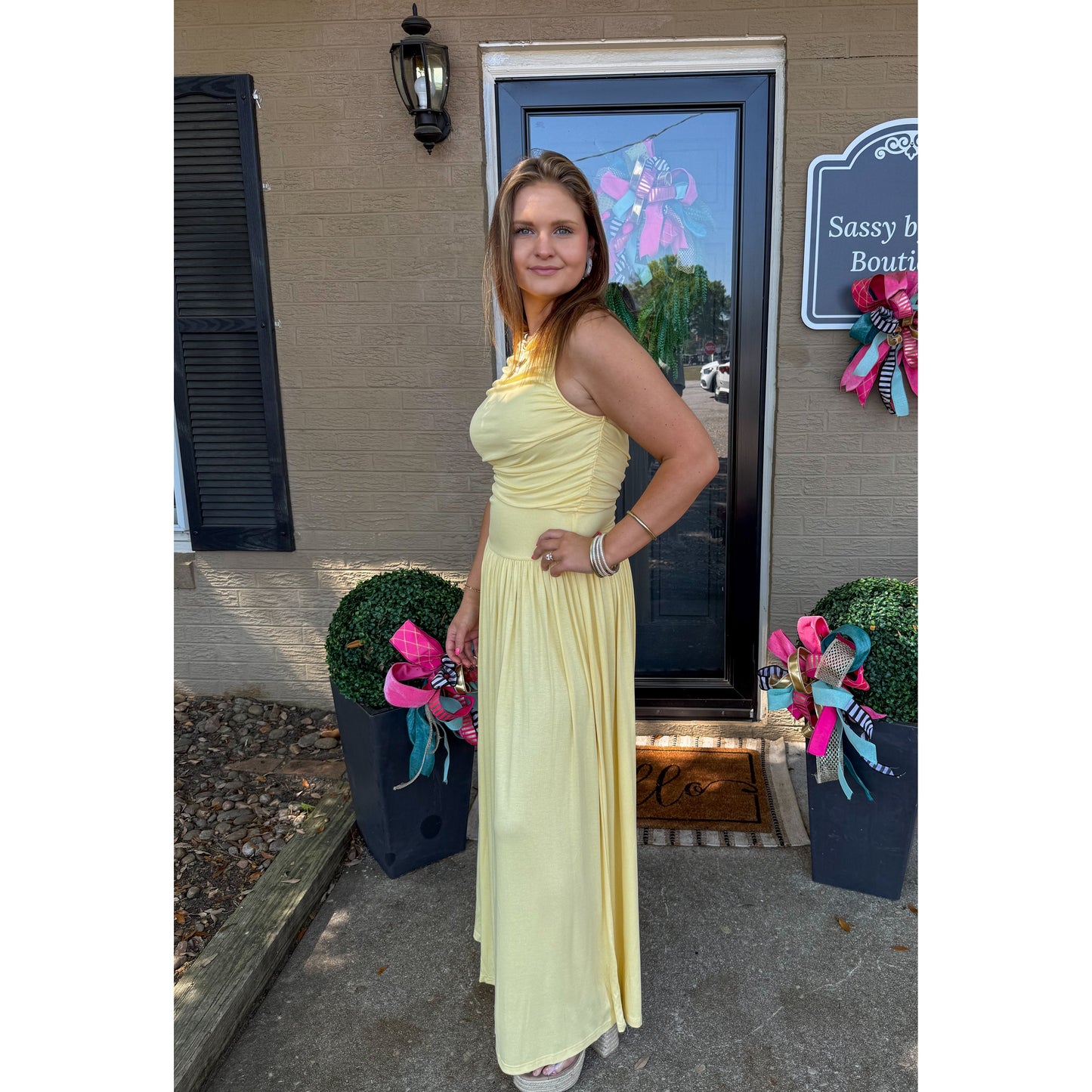 Sunshine Detail Maxi Dress, Butter Yellow