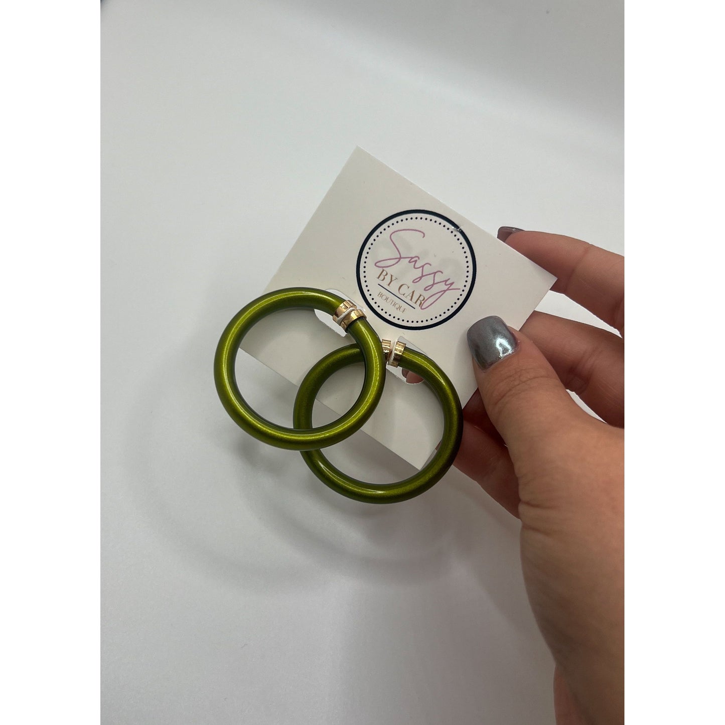 Olive Green Jelly Hoops