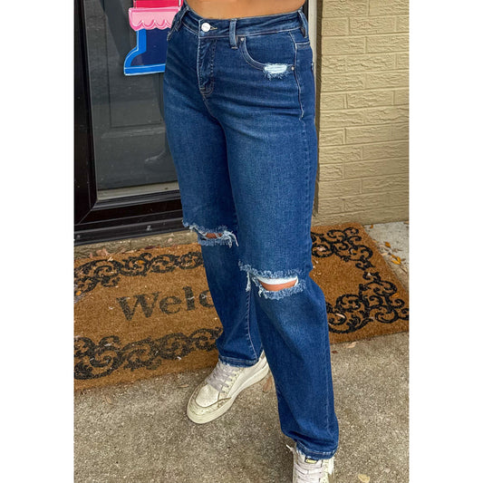 Heidi Distressed Jeans, Dark Wash