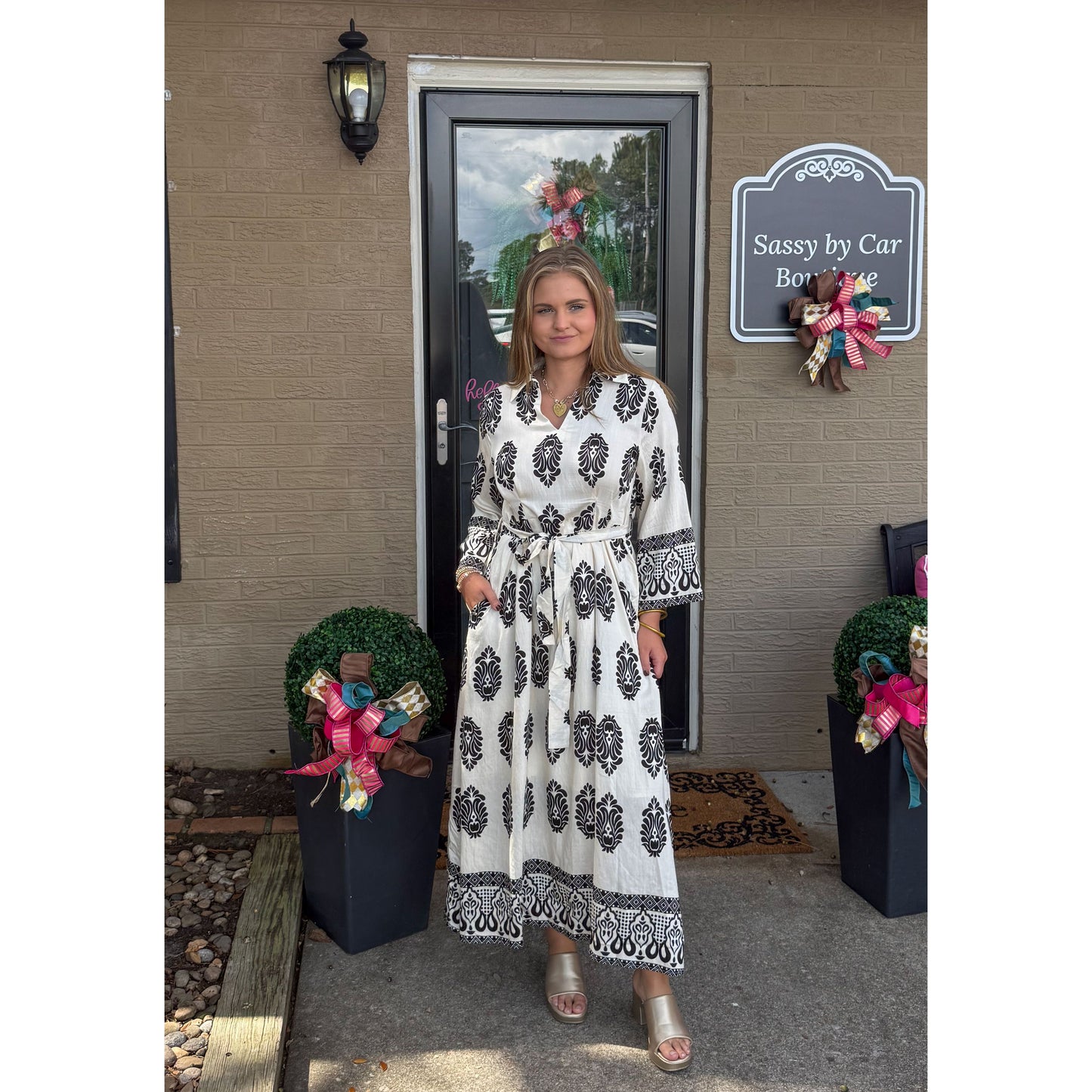 Poppy Maxi Dress, Black/White