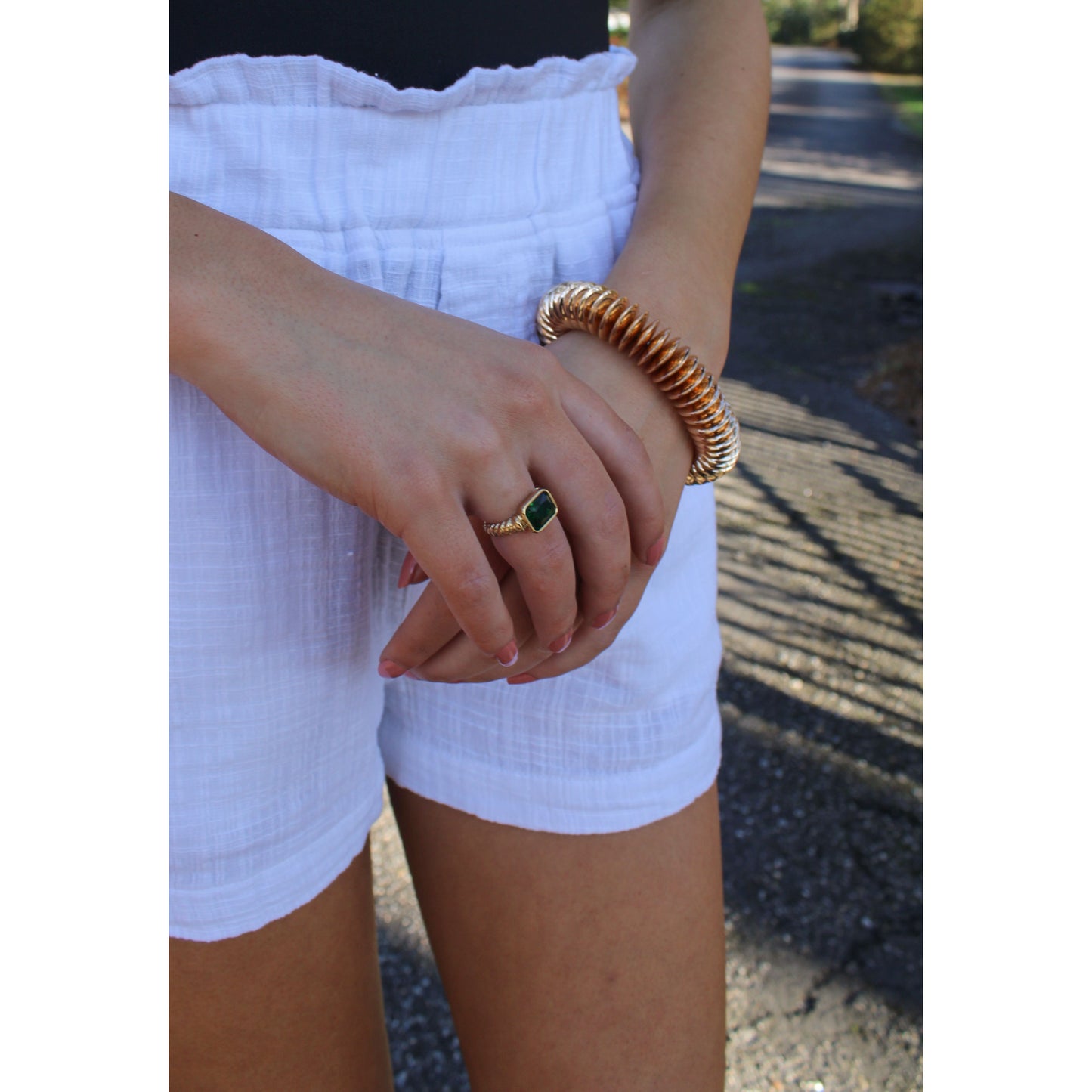 Braelyn Ring, Emerald/Gold