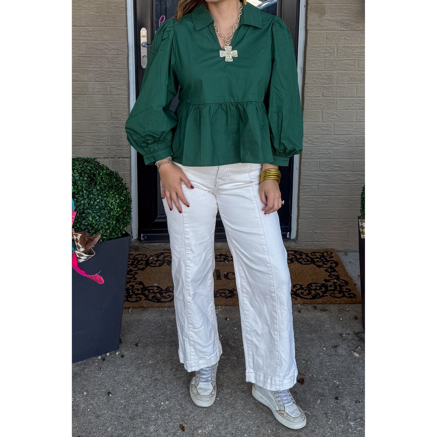 Lilly Blouse, Hunter Green