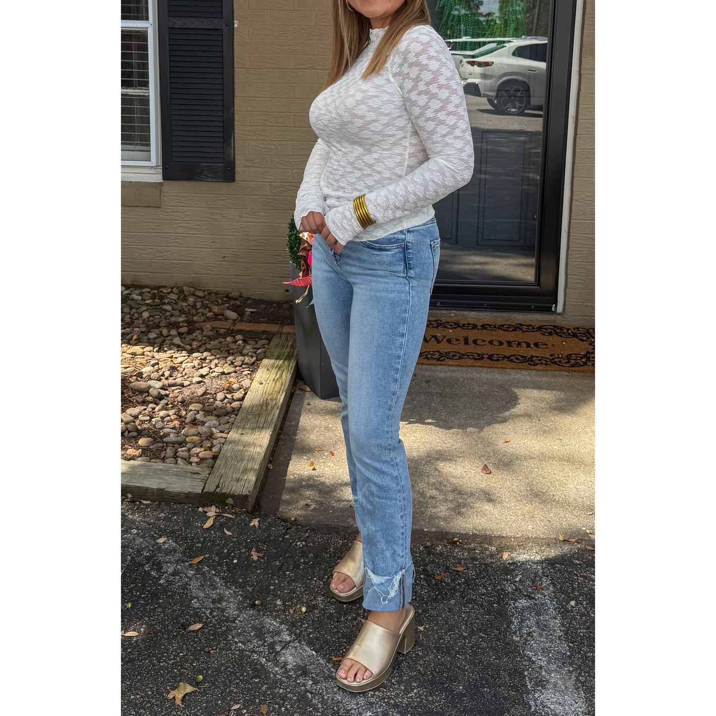 Harlow Sheer Top, Off White