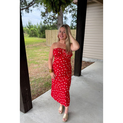 Polka Dot Detail Midi Dress
