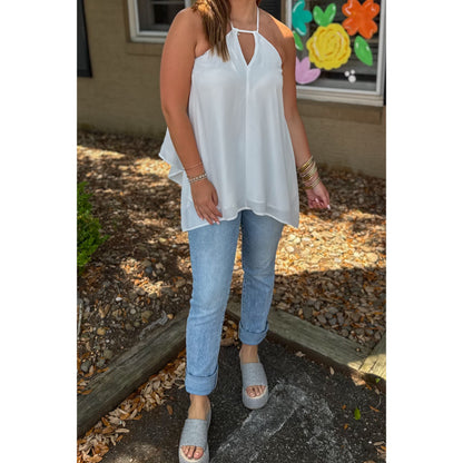 Lydia Flowy Top, White