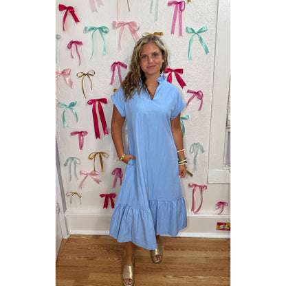 Belle Midi Dress, Sky Blue