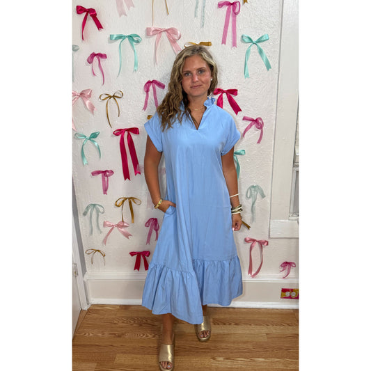 Belle Midi Dress, Sky Blue
