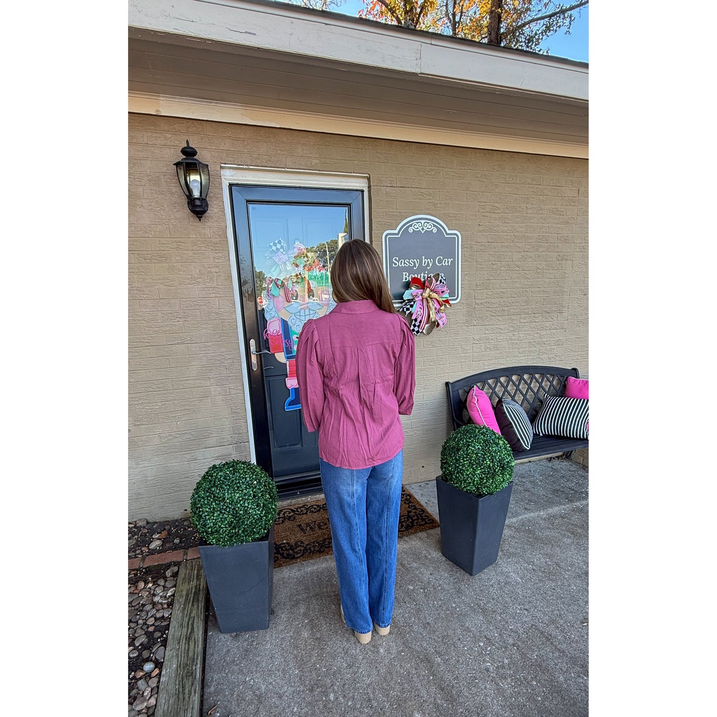 Mabel Detail Blouse, Pink Multi