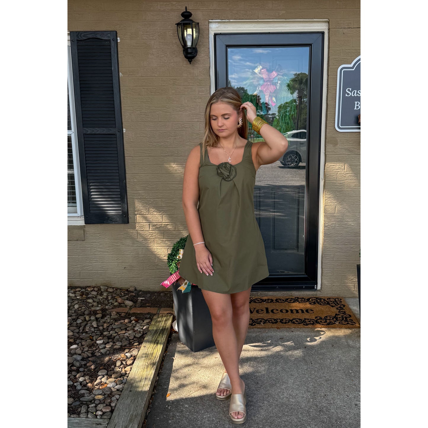Olive Mini Dress, Green