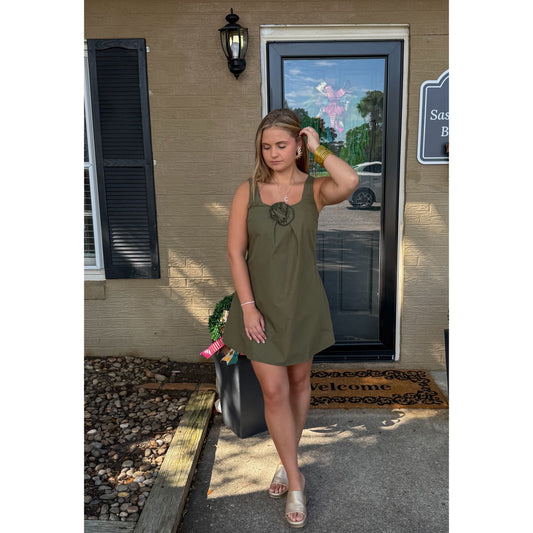 Olive Mini Dress, Green