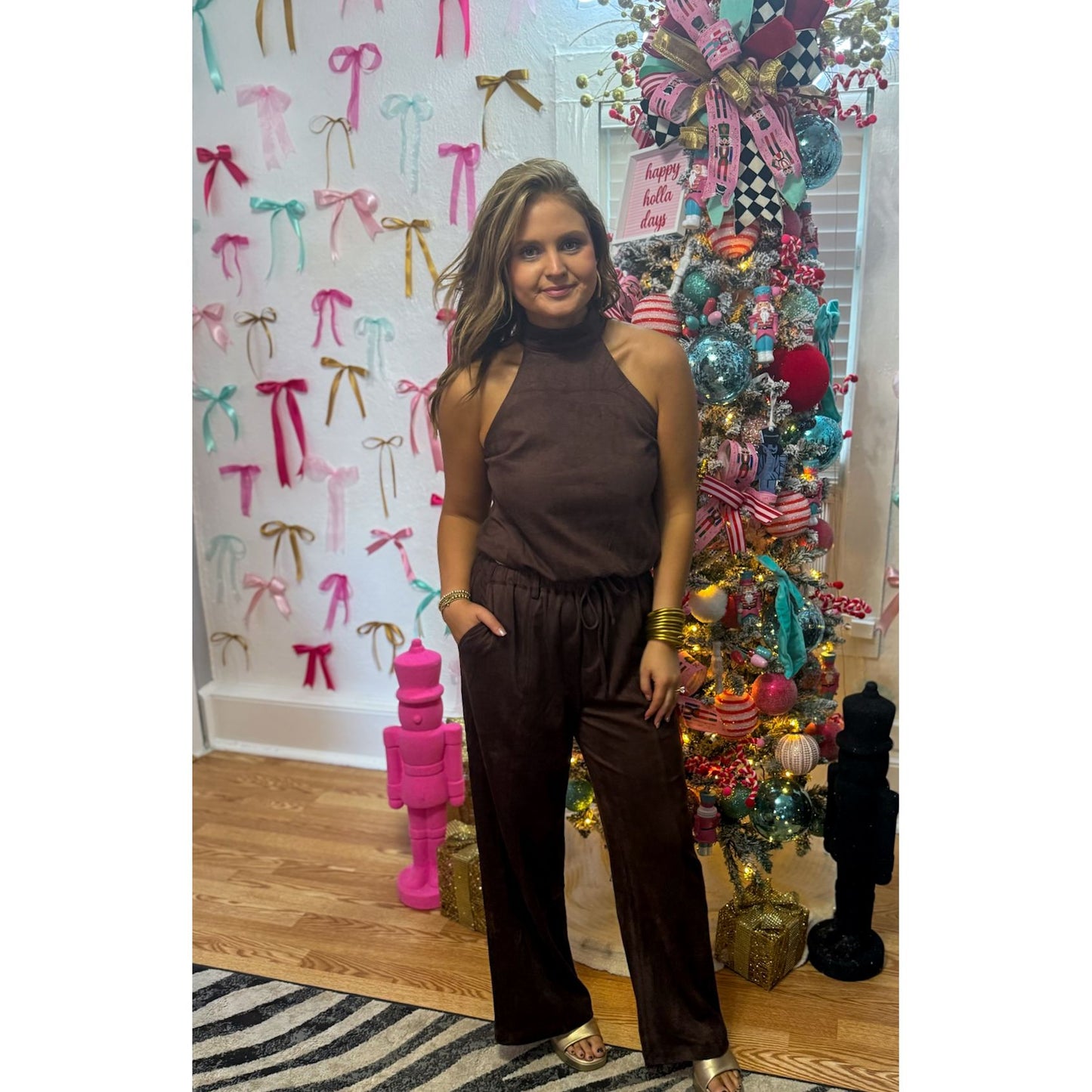 Faux Suede Brown Set