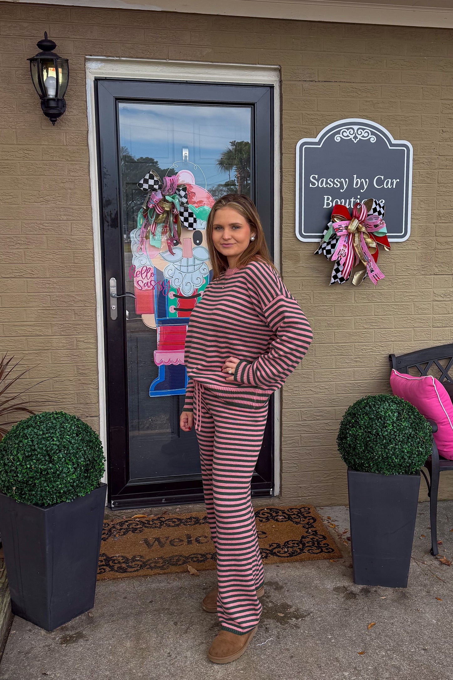 Pink/Green Stripe Lounge Set