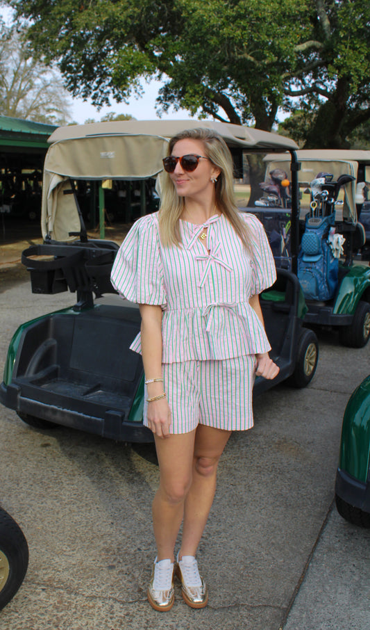 Fore Stripe Set, Light Pink/Green