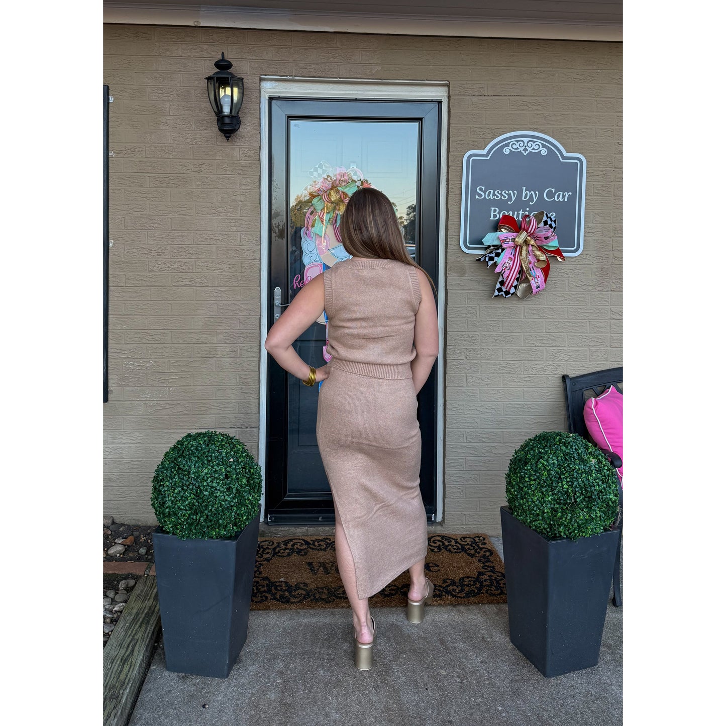 Gia Sweater Knit Set, Taupe