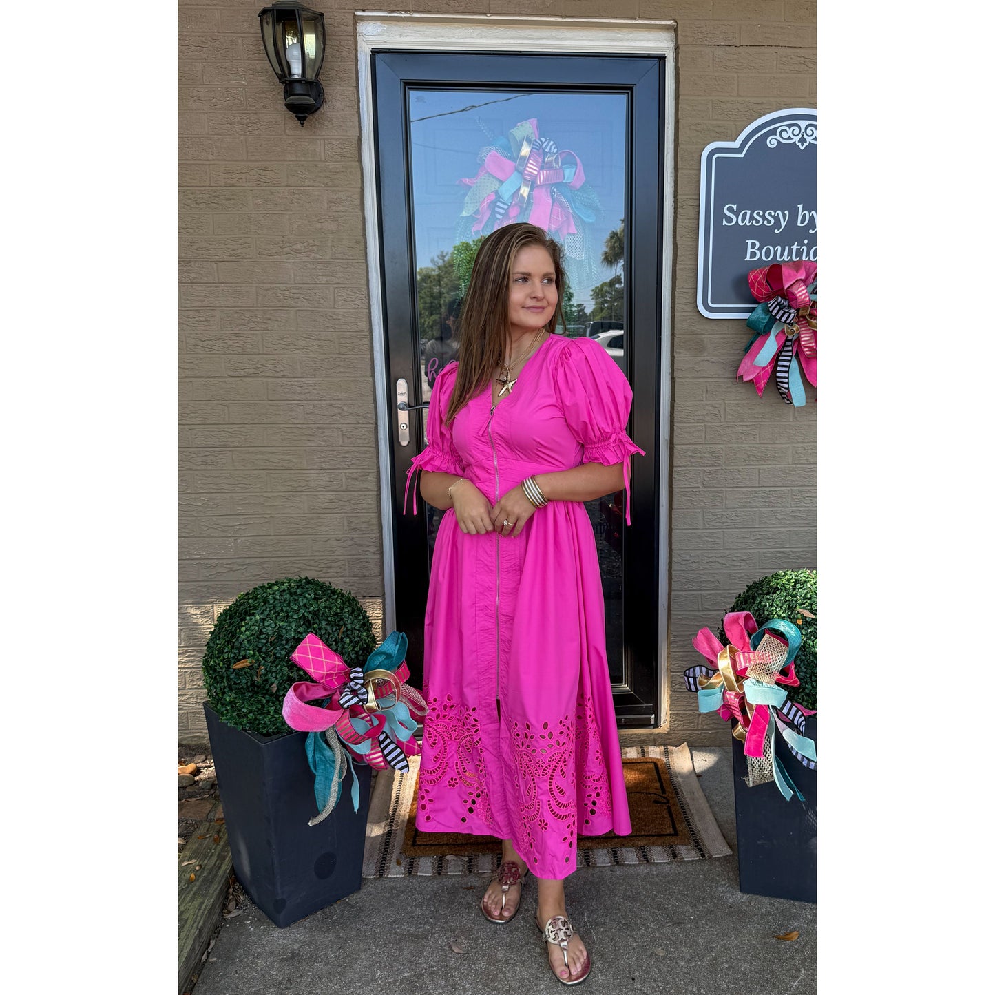 Barbie Girl Detail Dress, Hot Pink