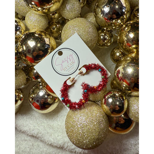 Red Tinsel Hoops