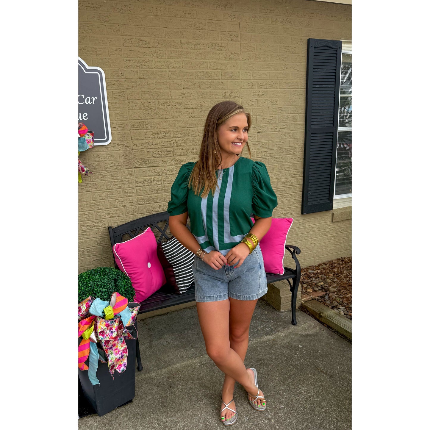 Lilly Blouse, Green/Blue