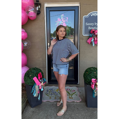 Navy/White Stripe Top