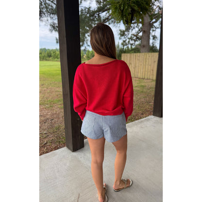Boat Graphic Sweater, Red Multi