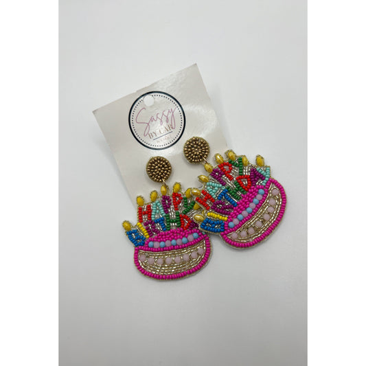 Happy Birthday Beaded Earrings