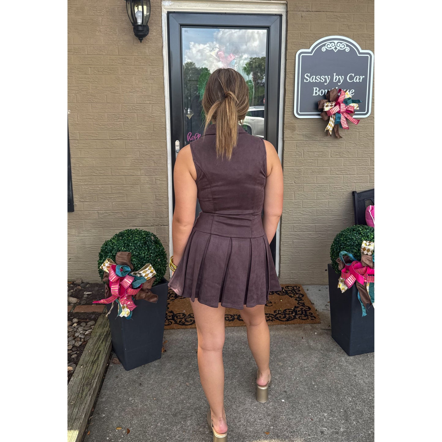 Annie Suede Mini Dress, Chocolate