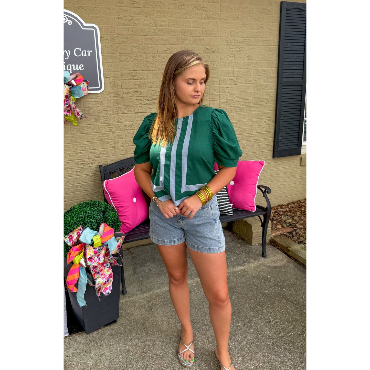 Lilly Blouse, Green/Blue
