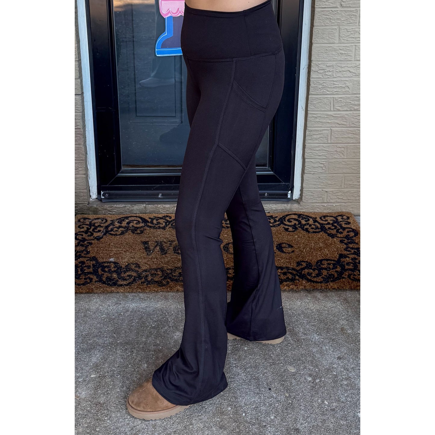 Flare Leg Leggings, Black