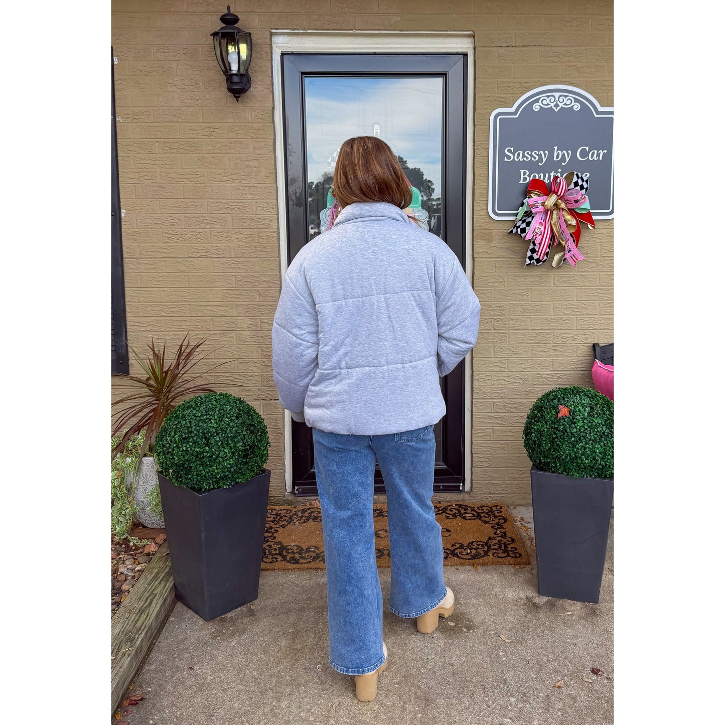 Heather Gray Puffer Jacket