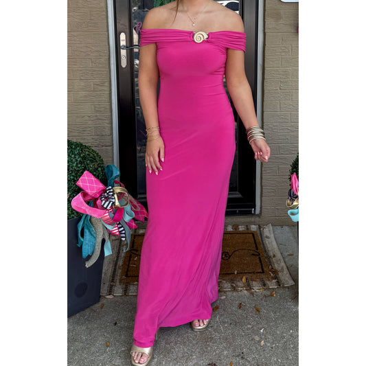 OTS Seashell Maxi Dress, Fuchsia