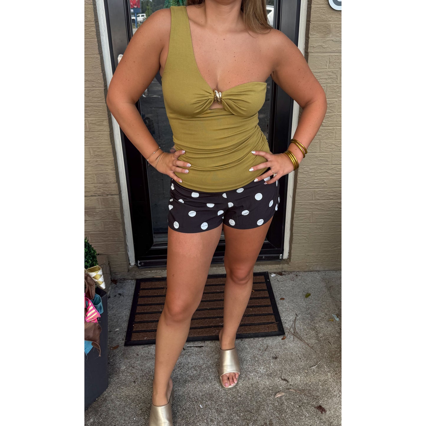 Presley Cutout Top, Olive Green