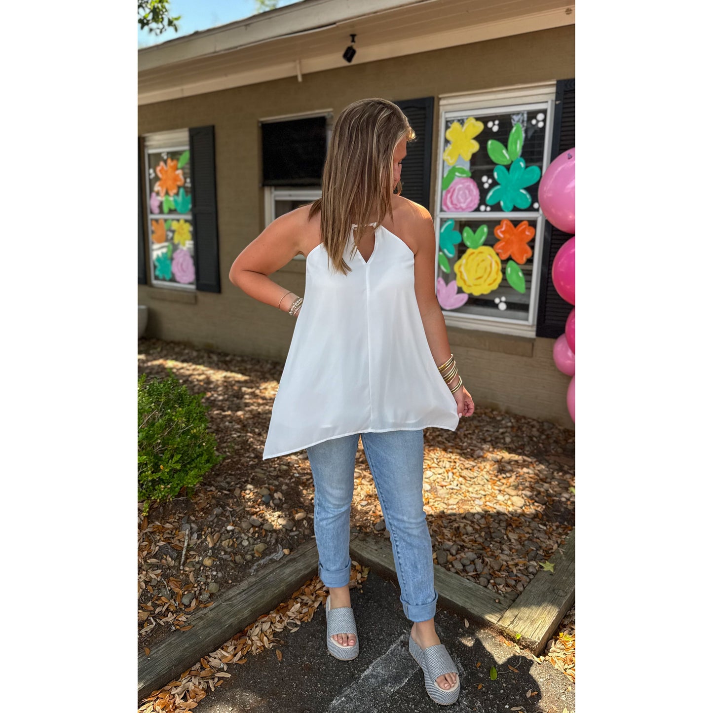 Lydia Flowy Top, White