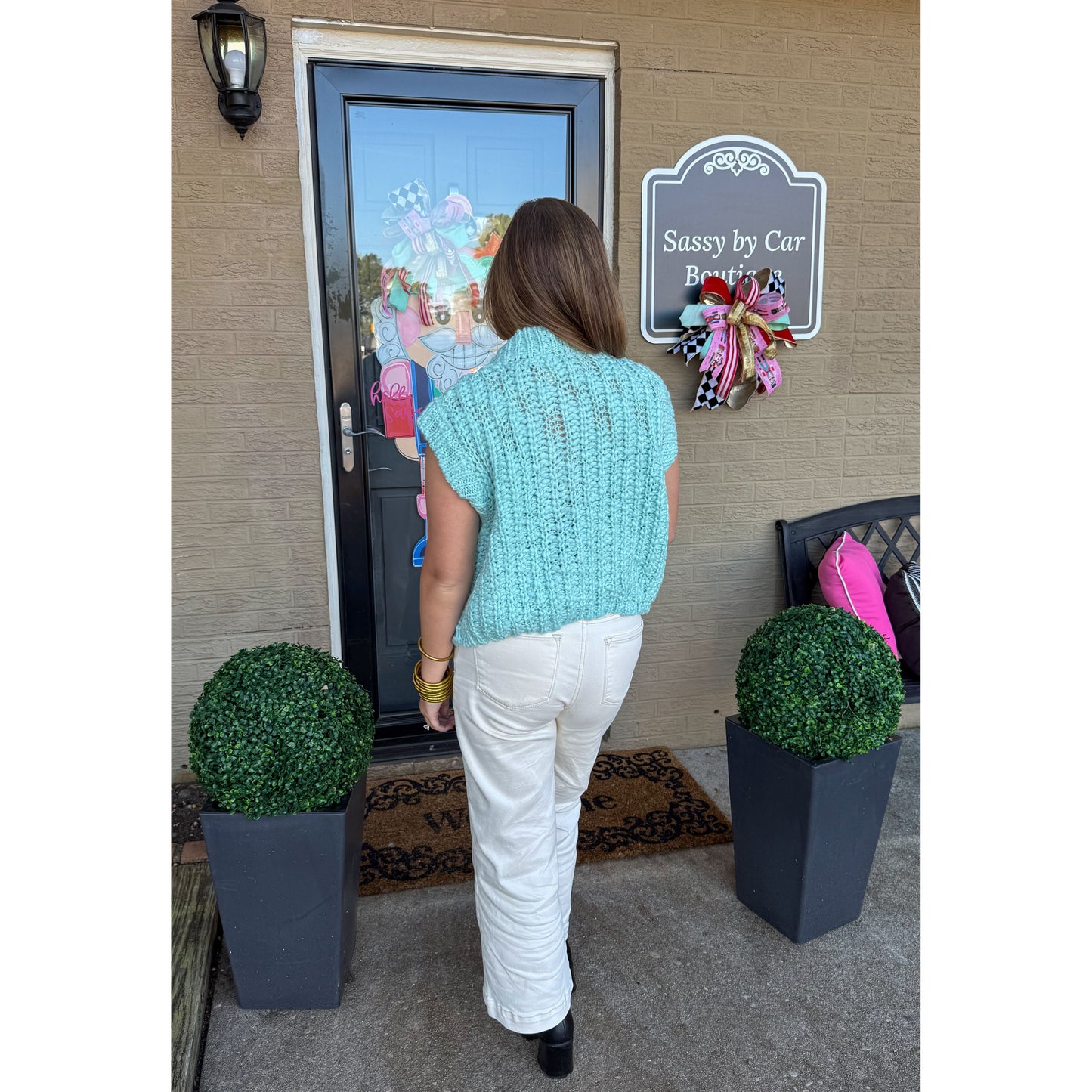 Sutton Sweater Knit Vest, Aqua