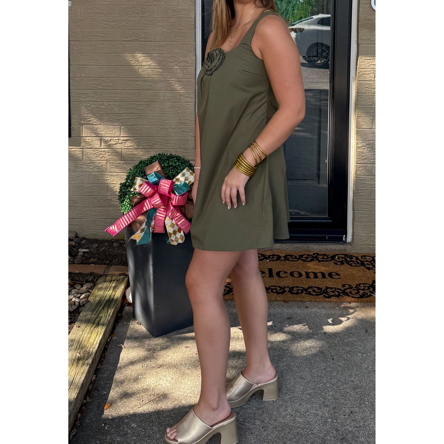 Olive Mini Dress, Green