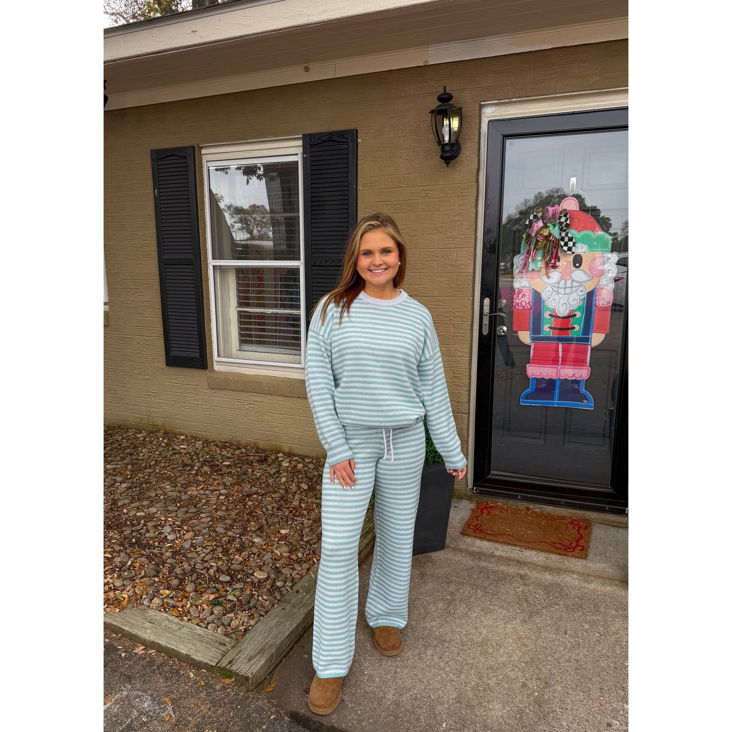 Knit Stripe Lounge Set, Blue Multi