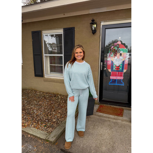 Knit Stripe Lounge Set, Blue Multi