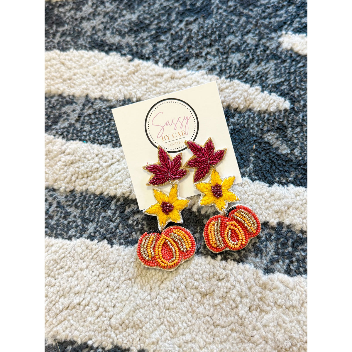 Leaves w/ Pumpkin Beaded Earrings
