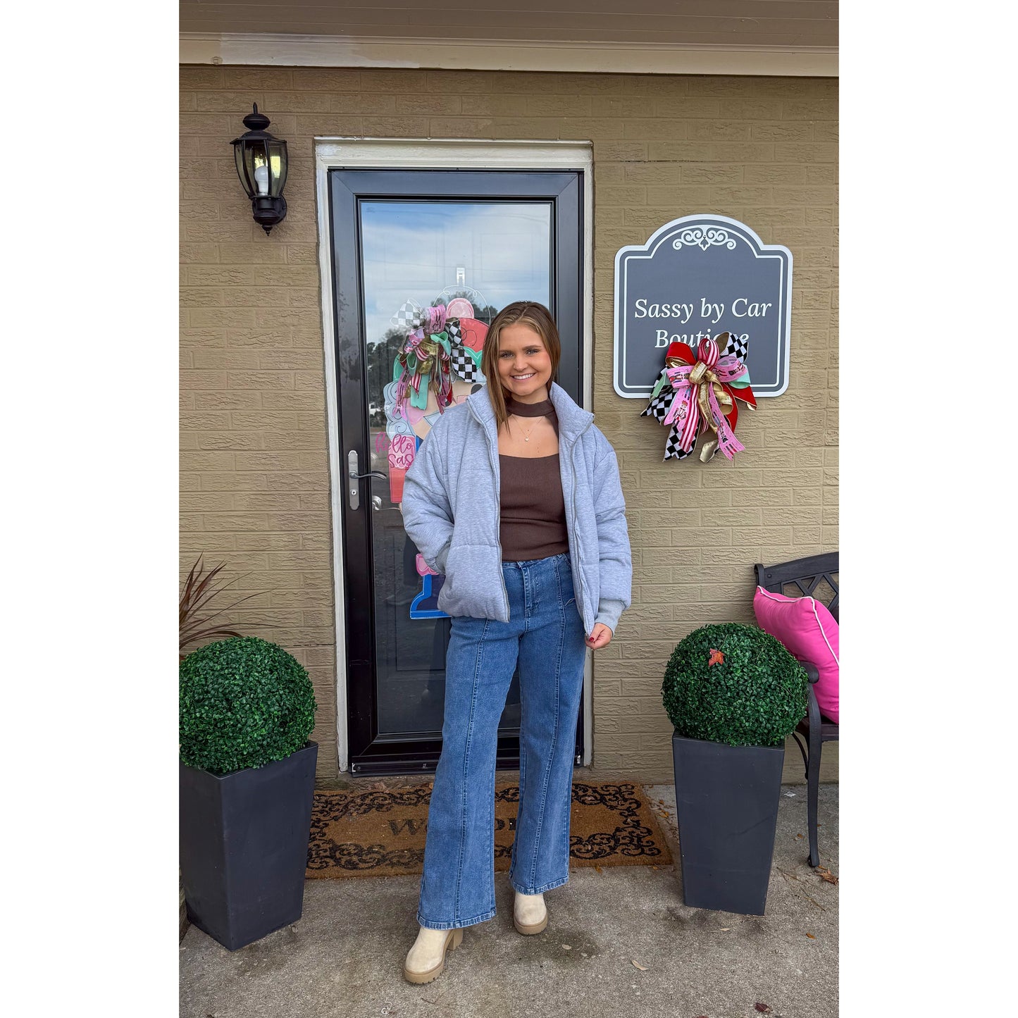 Heather Gray Puffer Jacket