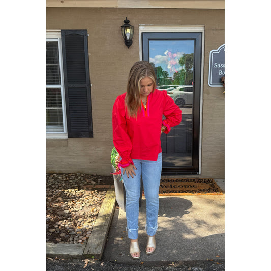 Shiloh Detail Blouse, Red Multi