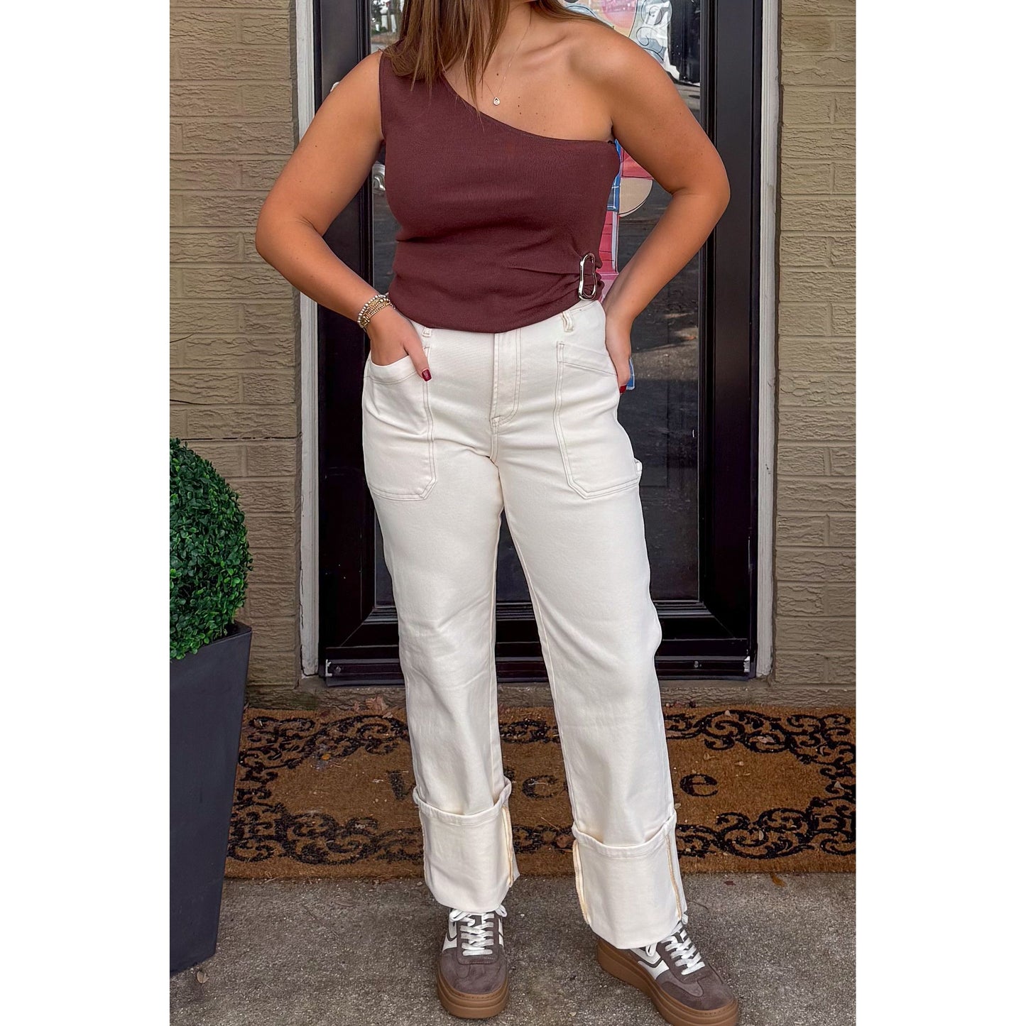 One Shoulder Detail Top