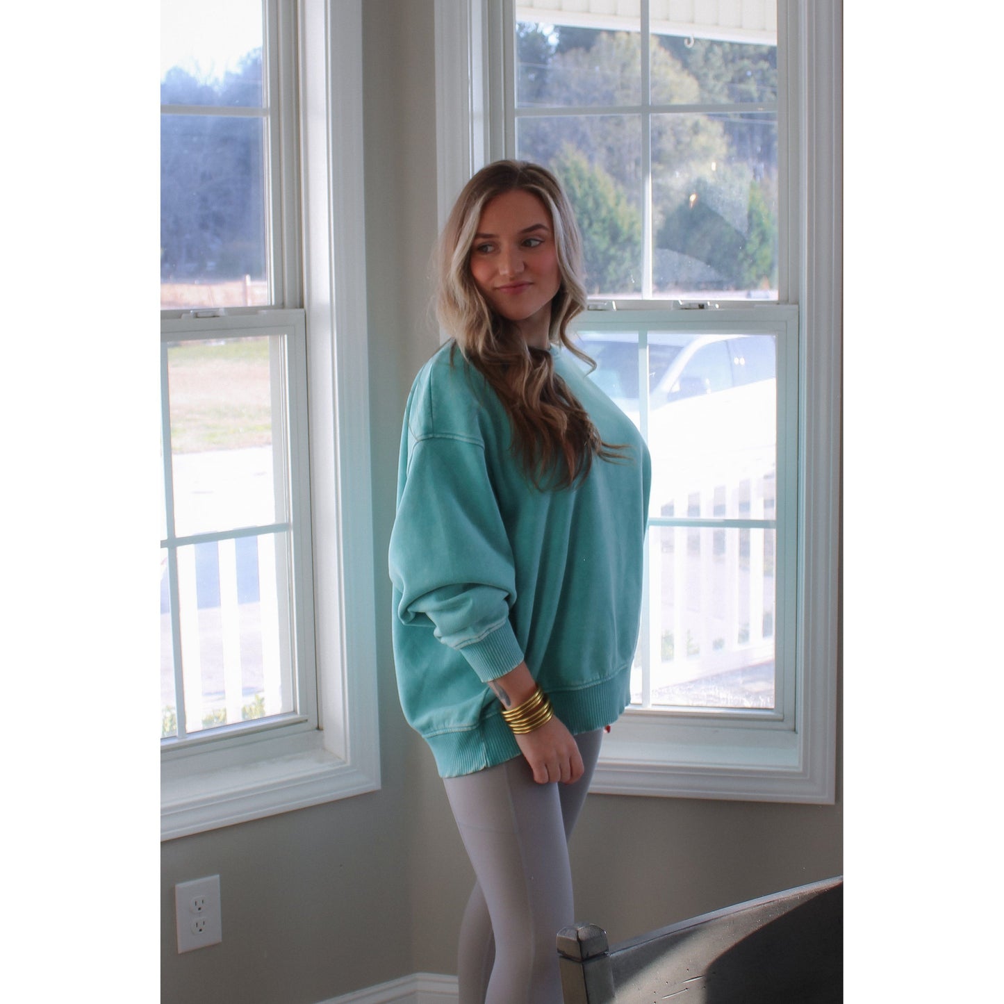 Georgie Oversized Sweatshirt, Turquoise