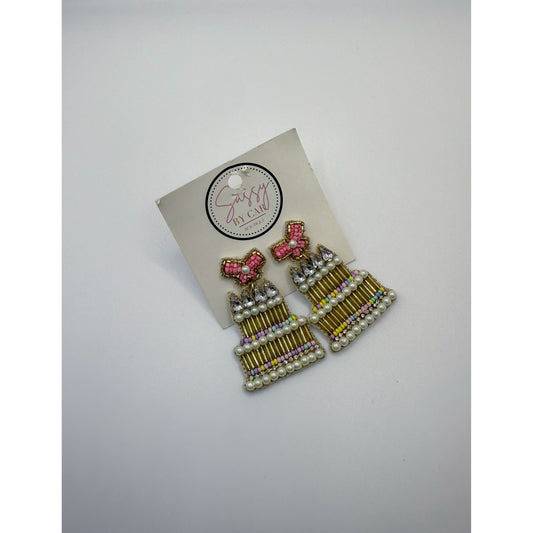 Birthday Cake Beaded Earrings