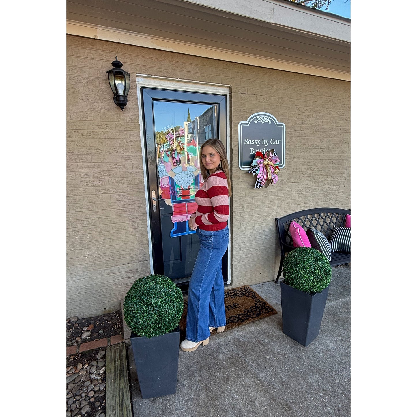 Adalyn Stripe Top, Pink/Red