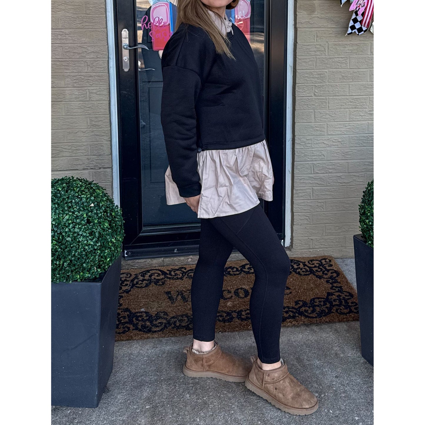 Selena Top, Black/Taupe