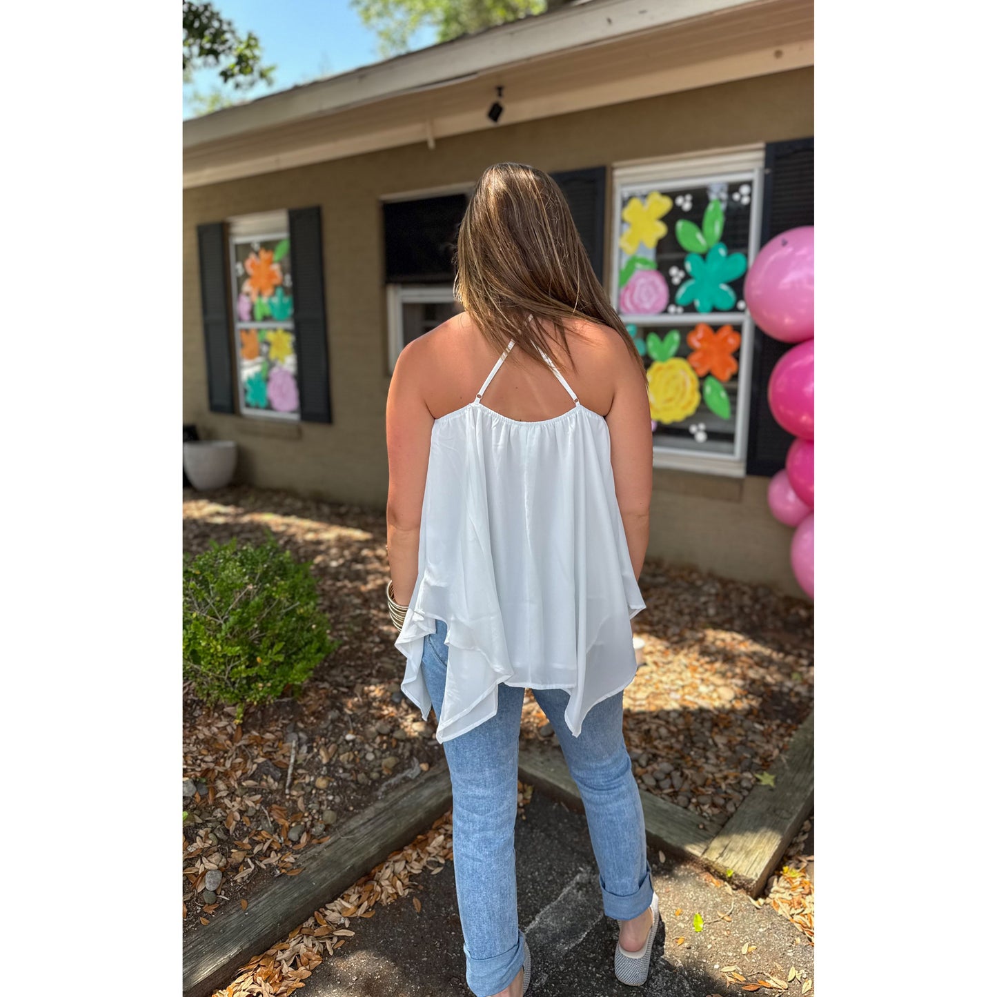 Lydia Flowy Top, White