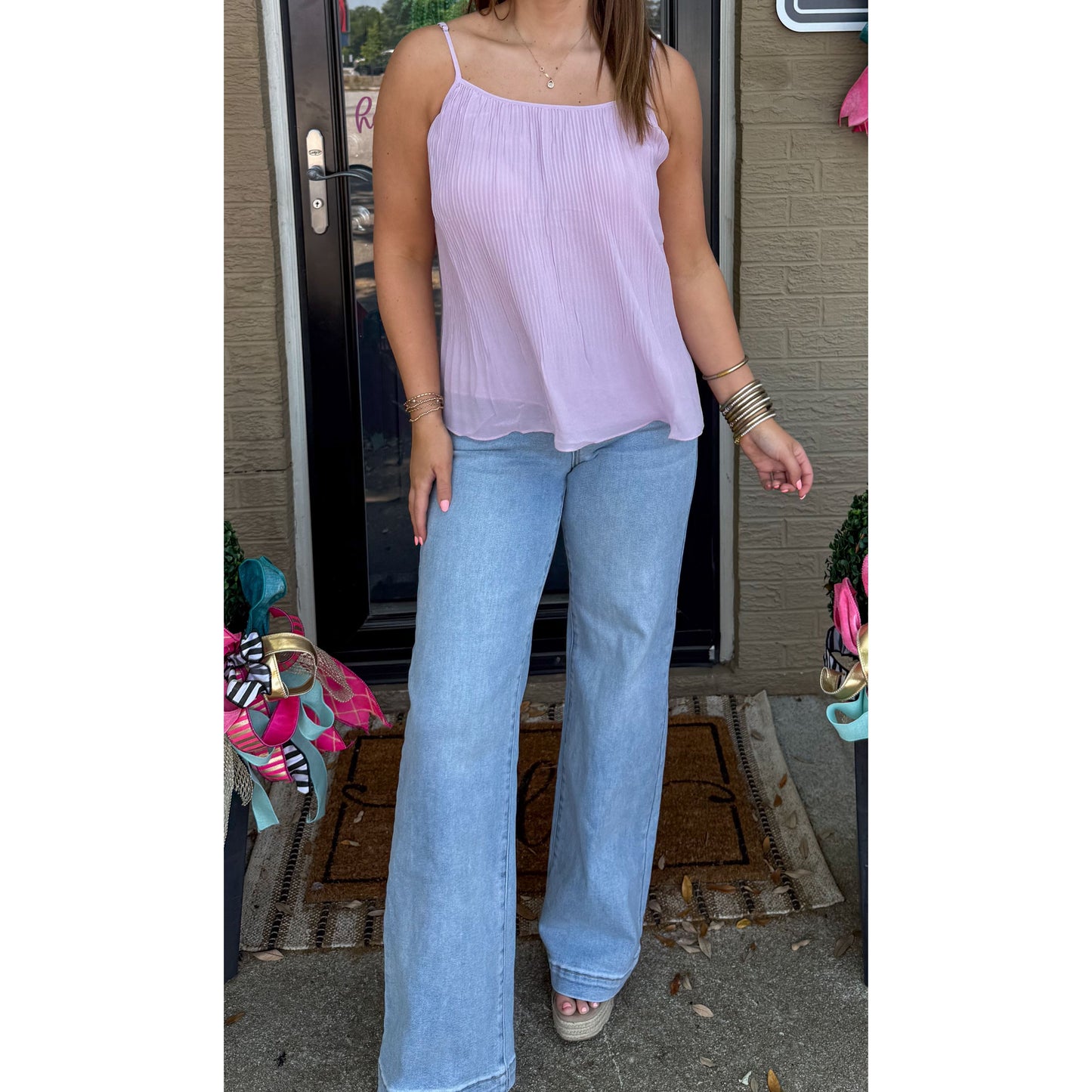 Lulu Pleated Cami Top, Lavender